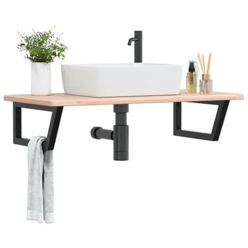 vidaXL Badkamer wandschap staal en massief eikenhout, Verzenden, Nieuw