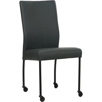Leren eetkamerstoel Comfort met wieltjes - Hermes Ocean, Blauw, Nieuw, Leer, Ophalen of Verzenden
