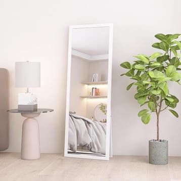 Staande Passpiegel Wit Hout - 46% Korting (Retour), Huis en Inrichting, 100 tot 150 cm, Ophalen of Verzenden, Zo goed als nieuw