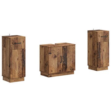 vidaXL 2-delige Badkamerkast Set HOORN Oud hout Bewerkt hout, Verzenden, Nieuw