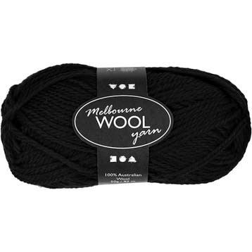 Melbourne wolgaren, L: 92 M, zwart, 50 gr/ 1 bol, Nieuw