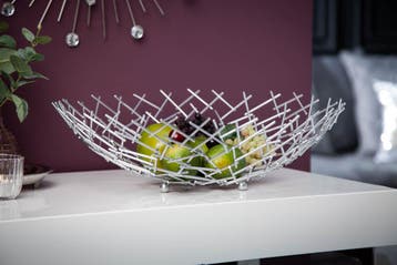 Design fruitschaal STRUCTUUR 45cm zilver gepoedercoat metaal, Ophalen of Verzenden, Nieuw
