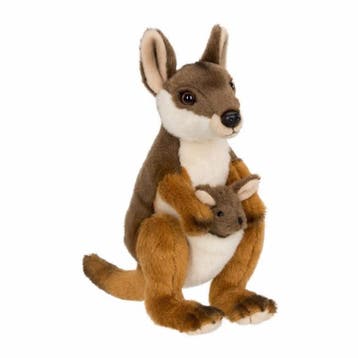 WNF kangoeroe knuffel met baby - pluche - 19 cm, Kinderen en Baby's, Verzenden, Nieuw