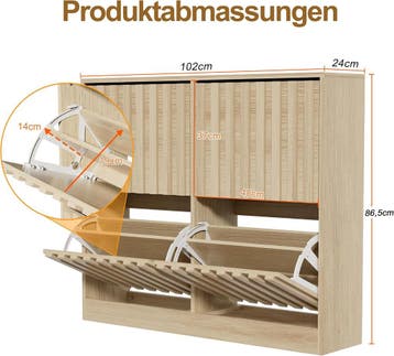 Schoenenkast - Schoenenrek - 102x24x87 cm - Bruin - UEV, Verzenden, Zo goed als nieuw