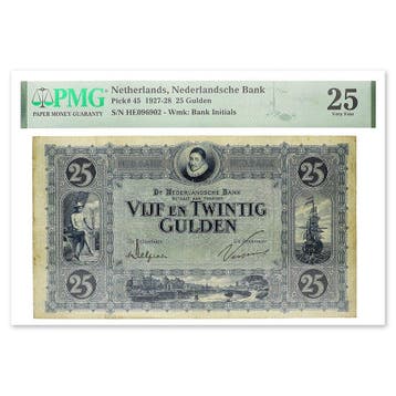 25 Gulden Willem van Oranje 1927 PMG 25, Postzegels en Munten, Verzenden