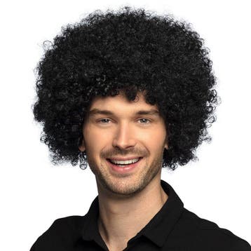 Afro Pruik Zwart, Verzenden, Nieuw, Feestartikel