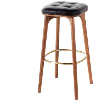 stellar works Utility Kruk Leer Zwart - Barkruk - Outlet -, Ophalen of Verzenden, Zo goed als nieuw, Hout, 60 tot 90 cm