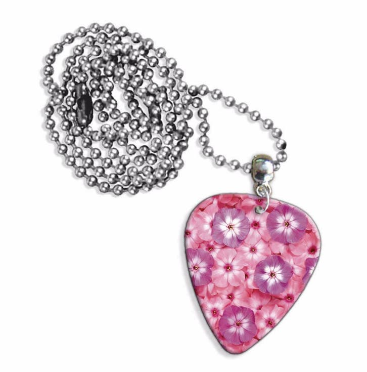 Plectrum ketting of sleutelhanger met afbeelding van bloemen, Verzamelen, Overige Verzamelen, Nieuw, Ophalen of Verzenden