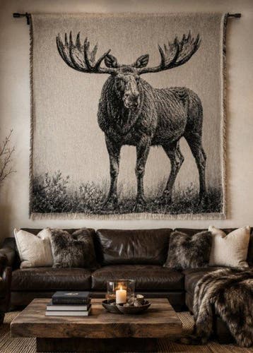 Exclusief wandtapijt met eland in katoenjacquard - 180x140