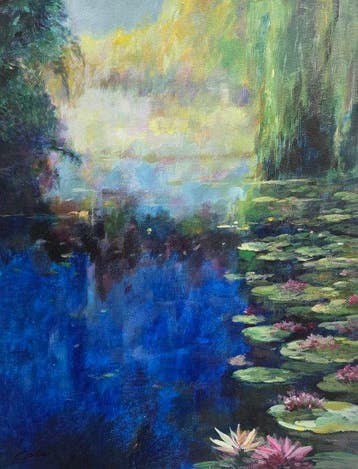 Baptiste Corbin (1943) - Le jardin bleu, Antiek en Kunst
