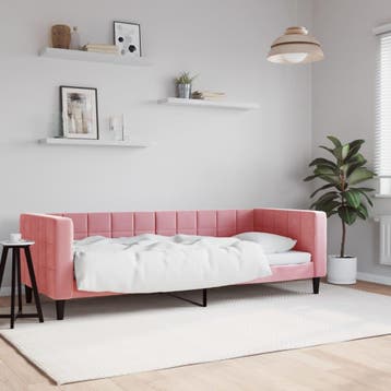 vidaXL Slaapbank 80x200 cm fluweel roze, Eenpersoons, Verzenden, Nieuw, 80 cm
