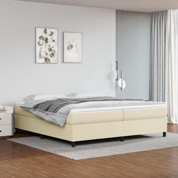 vidaXL Boxspring bed kunstleer crèmekleurig 200x200 cm, Overige materialen, Verzenden, Overige maten, Nieuw