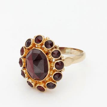 Ring - 14 karaat Geel goud - Granaat, Nieuw