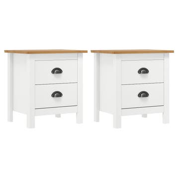 vidaXL Nachtkastjes 2 st Hill 46x35x49,5 cm grenenhout wit, Verzenden, Nieuw, 45 tot 65 cm, Minder dan 55 cm