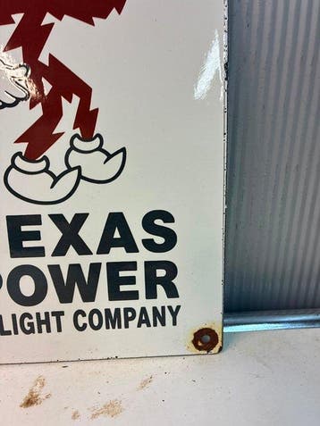 Texas Power & Light Company – Emaille Reclamebord - Emaille