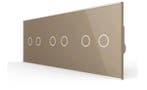 Livolo Touch Rolluik Schakelaar | 2 + 2 + 2 | Goud Glas |, Doe-het-zelf en Verbouw, Ophalen of Verzenden, Nieuw, Schakelaar
