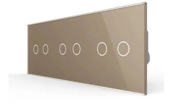 Livolo Touch Rolluik Schakelaar | 2 + 2 + 2 | Goud Glas |, Doe-het-zelf en Verbouw, Ophalen of Verzenden, Nieuw, Schakelaar