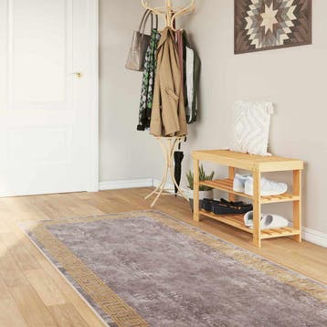 vidaXL Vloerkleedloper MARSA Grijs en Goud 80 x 250 cm, Verzenden, Nieuw, Grijs