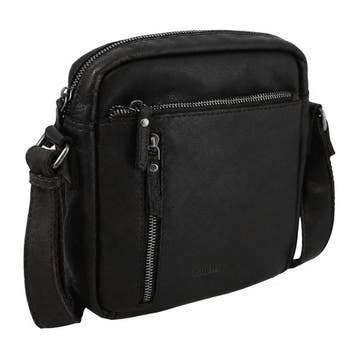Landley Leren Schoudertas Heren - Crossbody Tas - Zwart, Sieraden, Tassen en Uiterlijk, Tassen | Schoudertassen, Overige merken