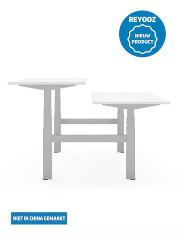 Laag-hoog duo bureau Excellent - zilvergrijs - blad na..., Nieuw in verpakking