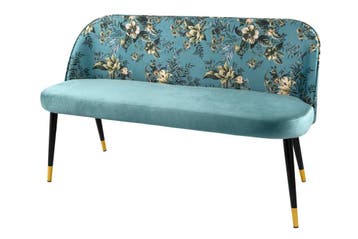 Design bank PRET-A-PORTER turquoise fluwelen bloemmotief en, Ophalen of Verzenden, Nieuw