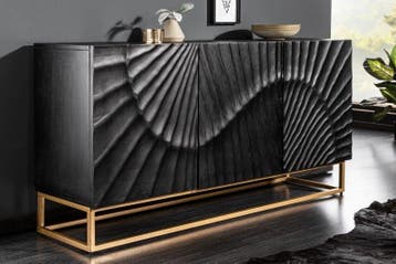 Massief dressoir SCORPION 140 cm zwart mangohout met, Huis en Inrichting, Kasten | Dressoirs, Ophalen of Verzenden, Nieuw
