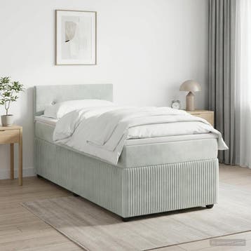 vidaXL Boxspringbed met matras Lichtgrijs 90 x 200 cm, Huis en Inrichting, Verzenden, Nieuw, Stof