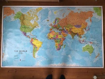 Prachtige grote gedetailleerde Wereldkaart . - Schoolkaart -, Nieuw