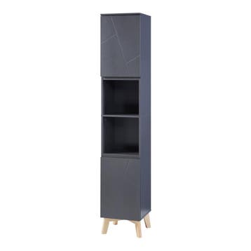 Badkamerkast Overath kolomkast 160x30x30 cm grijs en houtkle, Verzenden, Nieuw