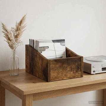vidaXL LP Recorddoos Gerookt eiken 23 x 33 x 16 cm Bewerkt, Verzenden, Nieuw