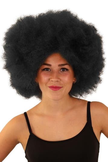 KIMU® Pruik Afro Zwart Disco Carnaval Afrokapsel Seventies, Ophalen of Verzenden, Nieuw, Overige maten, Carnaval