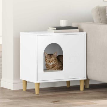vidaXL Kattenhuis Hoogglans Wit 51 x 30 x 52 cm Bewerkt hout, Verzenden, Nieuw