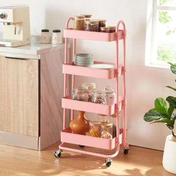 Keukentrolley Pyhäntä met 4 manden 103,5x46x35 cm roze [en.c, Verzenden