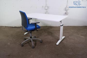 Tweedehands Lensvelt Bureau Wit Verstelbaar 160x80 ZGAN, Huis en Inrichting, Overige typen, Gebruikt, Verzenden, Overige merken