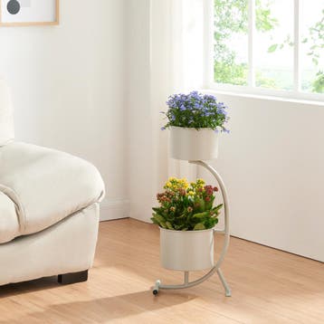 Plantenstandaard Almelo 63x29x21 cm metaal lichtgrijs [en.ca, Verzenden, Nieuw