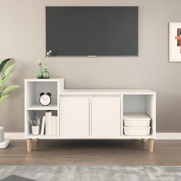 vidaXL Tv-meubel 100x35x55 cm bewerkt hout wit, 100 tot 150 cm, Verzenden, Nieuw, Minder dan 100 cm