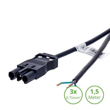 3-SWP AANSLUITSNOER MALE | 1.5 METER | 3×0.75mm², Nieuw