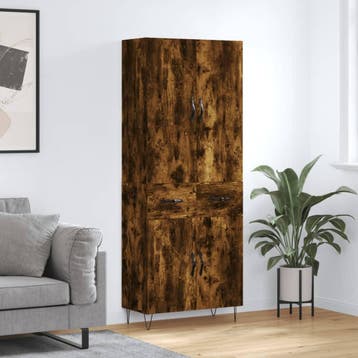 vidaXL buffetkast 69,5x34x180 cm bewerkt hout gerookt, Verzenden, 150 tot 200 cm, Nieuw, Minder dan 100 cm
