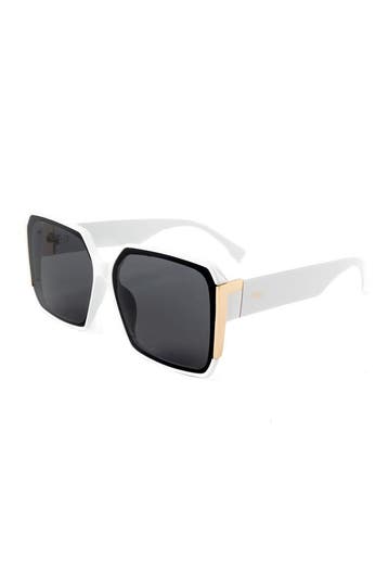 KIMU® Zonnebril MIU Grote Vierkante Wit Montuur Goud Kunstst, Ophalen of Verzenden, Nieuw, Feestartikel, Carnaval