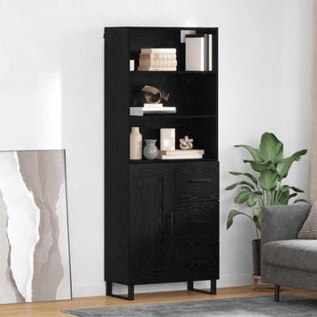 vidaXL buffetkast 2 st Zwart Eiken 69,5 x 34 x 180 cm, Minder dan 50 cm, Verzenden, Nieuw, Minder dan 100 cm
