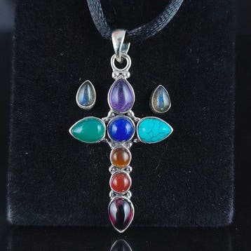 Gemengde edelstenen - Zilver - Hanger -