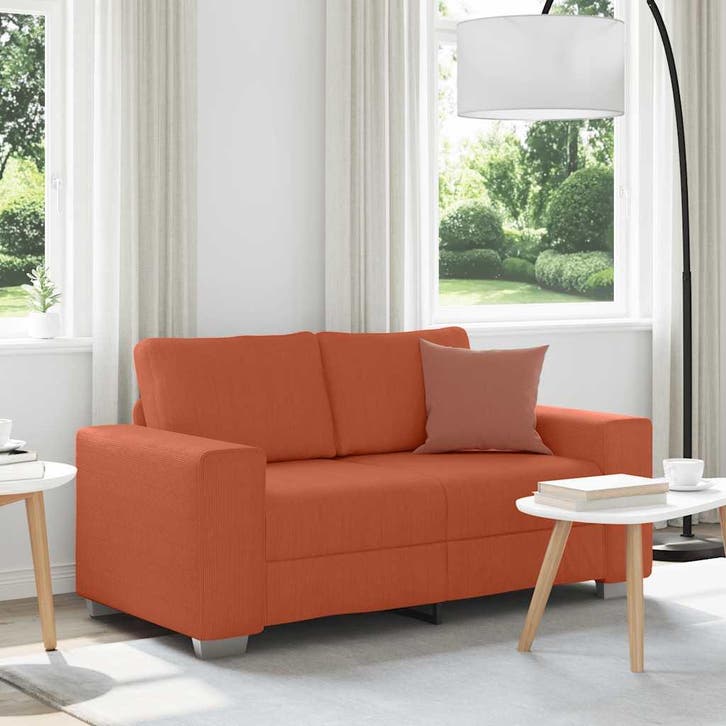 vidaXL Loveseat Sofa Rood Oranje 160x77x82 cm Corduroy Stof, Huis en Inrichting, Banken | Bankstellen, Nieuw, Stof, Verzenden