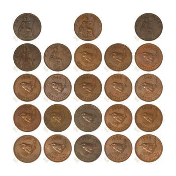 Koninkrijk Groot-Brittannië. 1 Farthing 1936 t/m 1955 (18