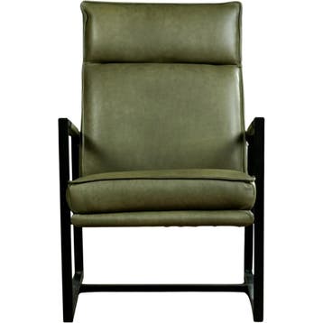 Set van 2 Leren fauteuils Square - Vintage Olive, Huis en Inrichting, Fauteuils, Nieuw, Ophalen of Verzenden, 50 tot 75 cm, Leer
