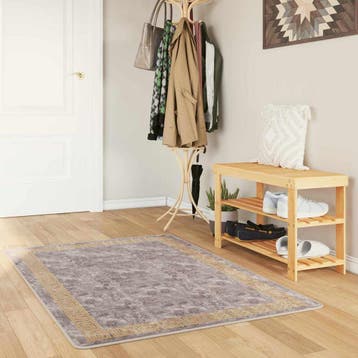 vidaXL Vloerkleedloper MARSA Grijs en Goud 100 x 200 cm, Verzenden, Nieuw, Grijs