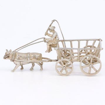 D.J. Aubert - Beeldje - Paard en wagen - .835 zilver