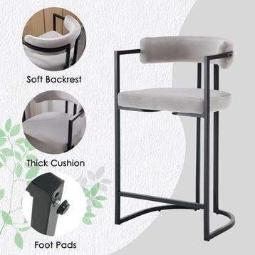 Set van 2 barkrukken, bekleed met fluweel, moderne keukensto, Verzenden, Zo goed als nieuw