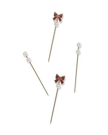 HEMA Prikkers 7cm roestvrij staal strik parel - 4 stuks, Verzenden, Nieuw