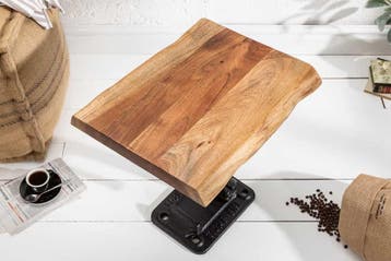 Authentieke bijzettafel FACTORY 43cm massief acaciahout, Huis en Inrichting, Tafels | Sidetables, Ophalen of Verzenden, Nieuw