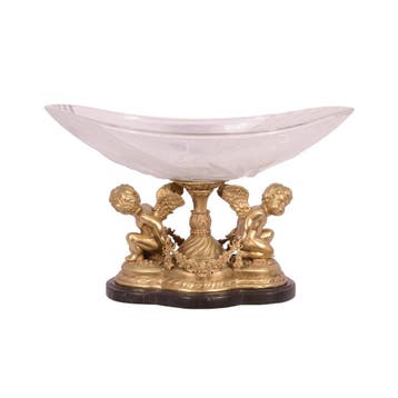 EEN OP BRONS GEMONTEERDE GLAZEN SCHAAL (Interieur), Verzenden, Nieuw